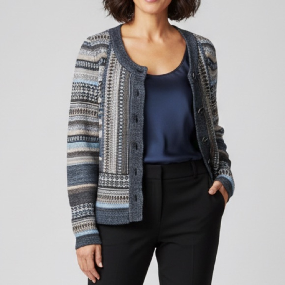 Nic + Zoe Chevron Multi Color Knit Cardigan